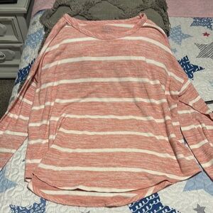 Striped Pink and White Long Sleeve Top